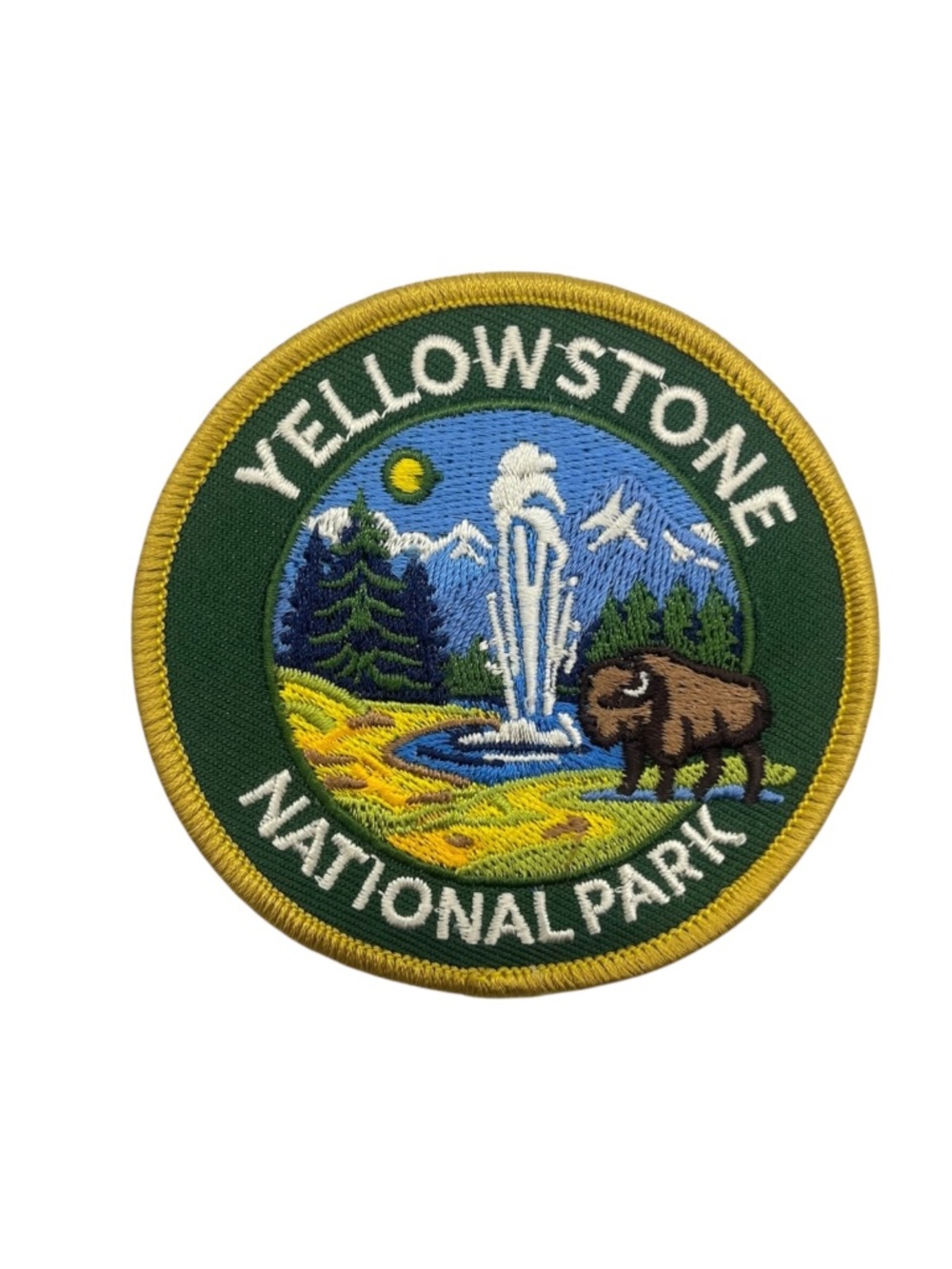 Yellowstone National Park Patch Embroidered Iron On Patch Geyser & Bison Badge